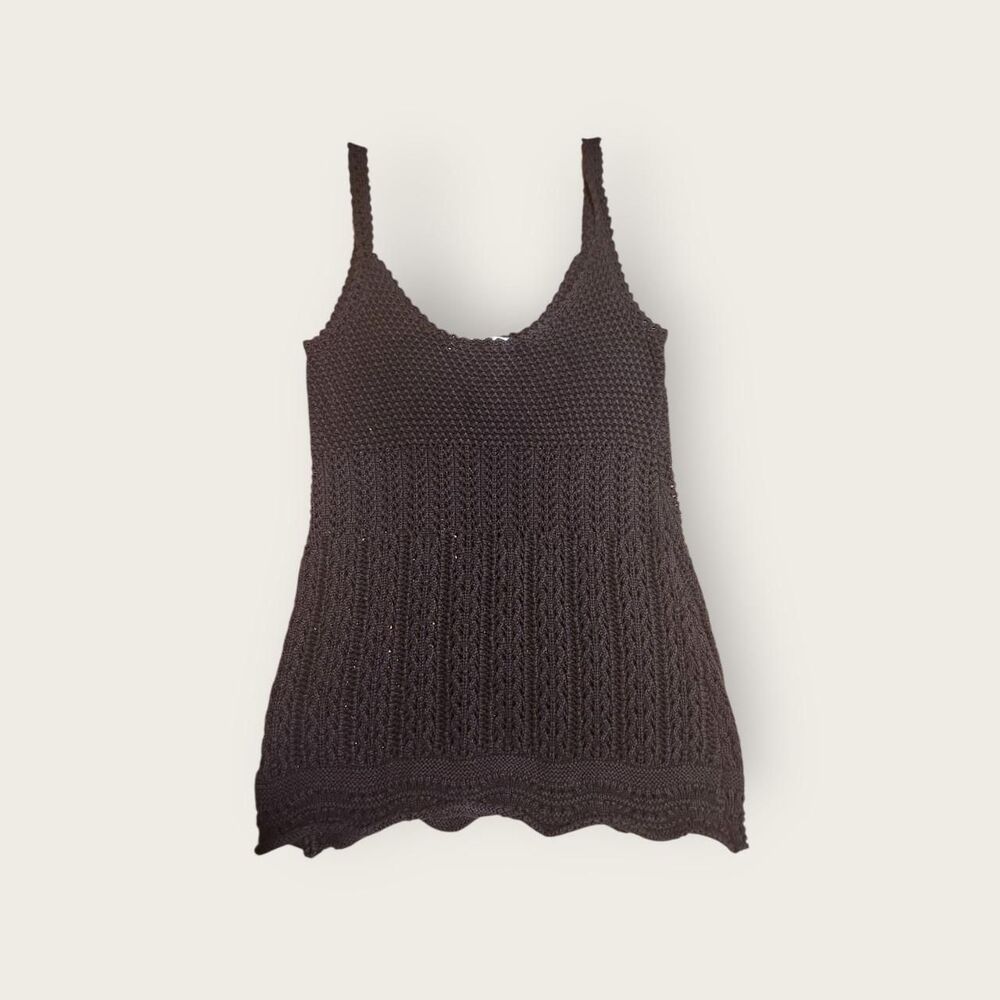 Vintage Y2k early 2000s Old Navy black knit boho camisole tank top